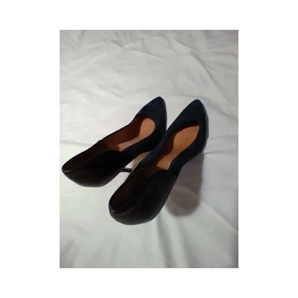 MADEWELL MADDIE LEATHER VELVET BLUE BLACK PUMPS SIZE 10 - Picture 7 of 7